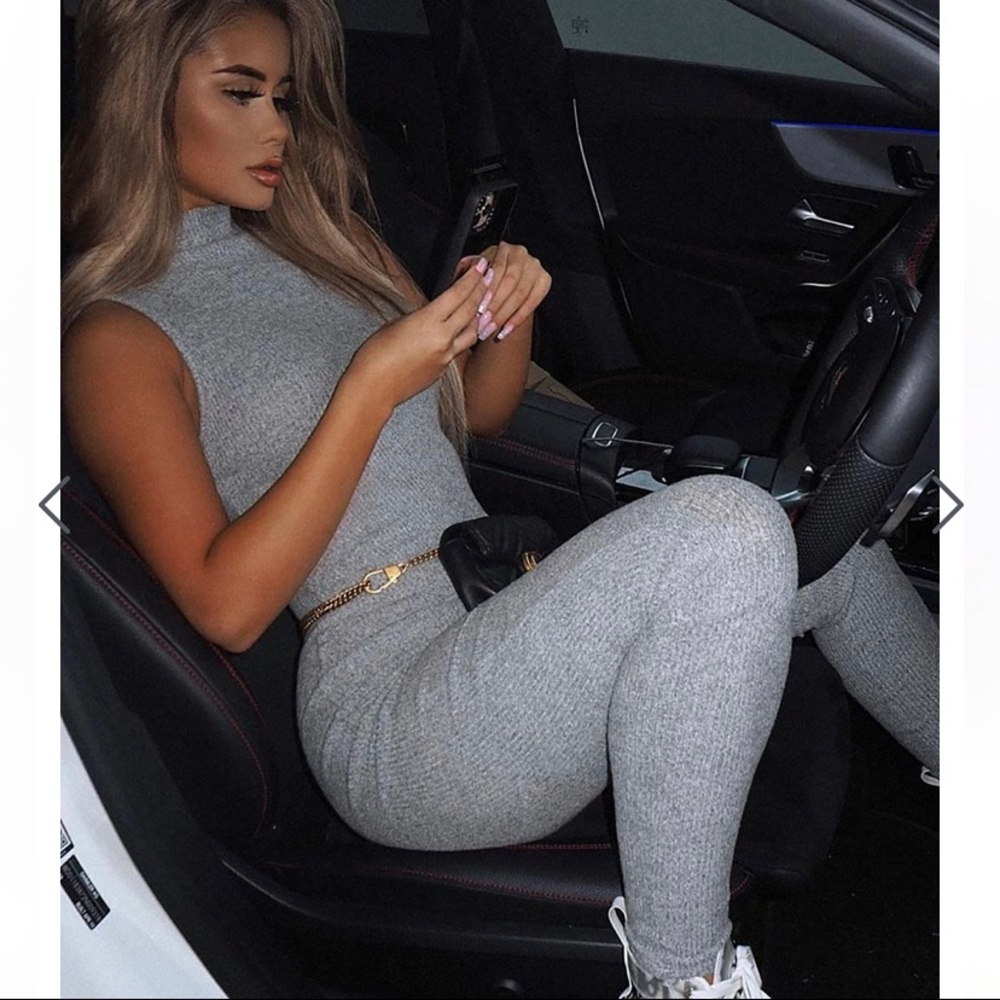 Fashion-nova ribbed jumpsuit heather grey